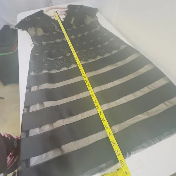 JS Collection Black Lace Dress Size 14 Ladies NWT Nude Underlay Cocktail Evening - Picture 9 of 16